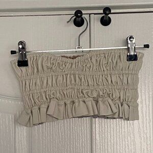 DUNDAS X REVOLVE Cream Ruffled Tube Top